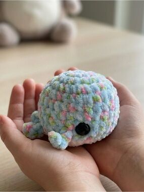 Handmade Plush Crochet Whale - Pastel Blue Multicolor